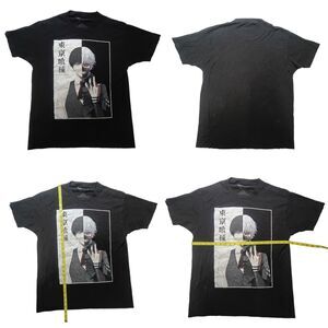 Tokyo Ghoul Kaneki Size Large Split Face Anime Goth Black T-Shirt Street Punk
